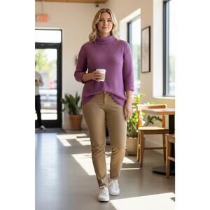 LANDS' END Mock Turtleneck Tunic Cable Sweater Plus 1X - 16W - 18W